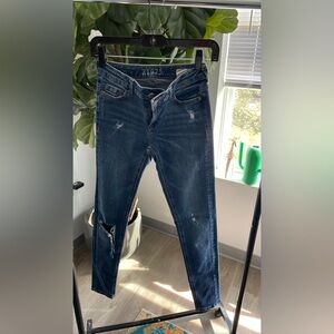 Zara Women's Dark Blue Distressed Skinny Jeans